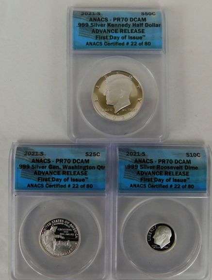 3 - 1st Day Issue Advance Release .999 Silver Coins
