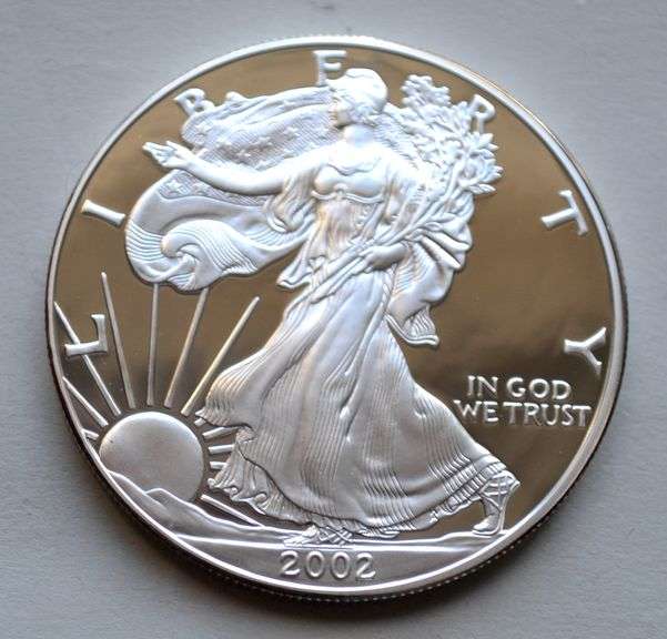 2002 W Proof Silver Eagle With Box & Paper.