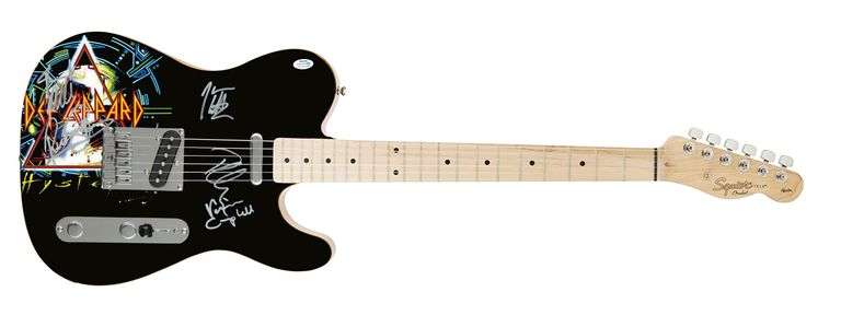 Def Leppard Autographed Custom Graphics Photo Guitar ACOA