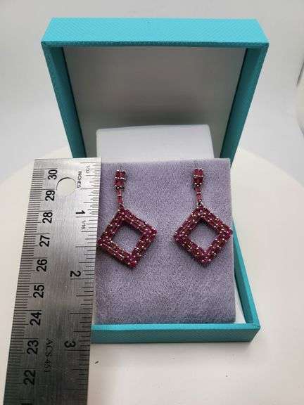 Very high quality hand made ruby on silver earrings