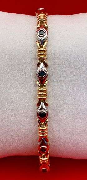 14K Two-tone Gold Black Diamond Tennis Bracelet