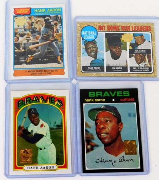 Hank Aaron 4 Card Lot of Topps Reprints