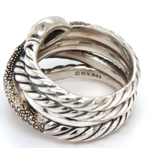 925 Sterling silver David Yurman black diamond Hematite black onyx ring