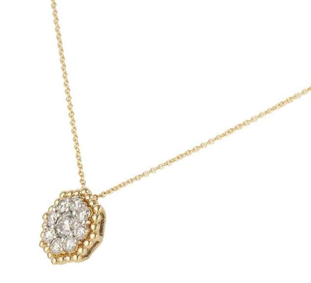New 1.03ctw Round Diamond Cluster Hexagon Beaded Pendant Necklace in 14K
