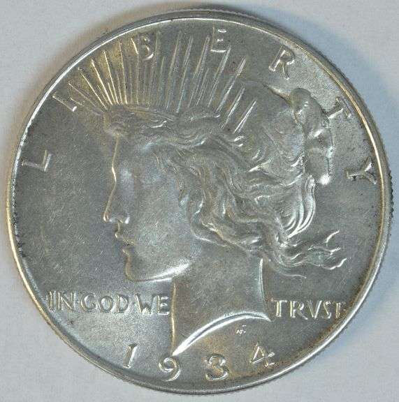 Near Gem BU 1934-P Peace Silver Dollar
