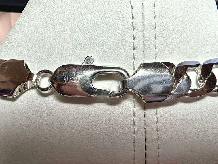 Huge 102 gram 14 Kt White Gold Plate Cuban Link Necklace