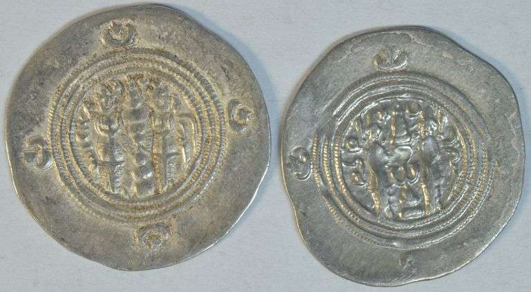 High grade pair of Sasanian Silver Drachma of Khusru II 591-628 AD