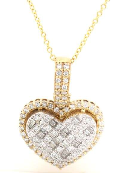 14kt Yellow gold Dadwani diamond heart shaped pendant on chain