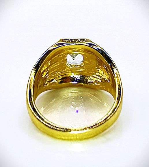 Men's Bold 14 Kt Yellow Gold Plate 4.65 Cttw Lab Simulated Diamond Ring