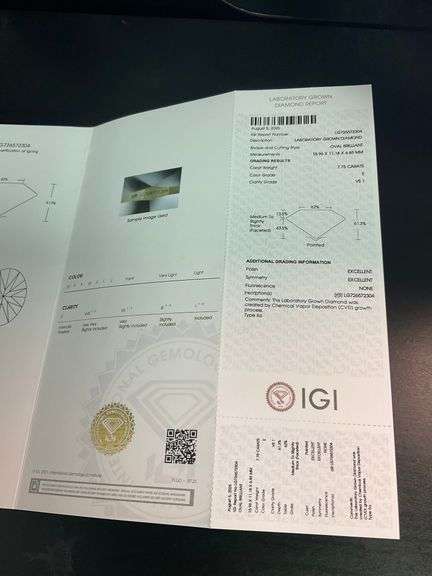 I.G.I CERTIFIED LOOSE DIAMOND 7.75 CARAT LAB GROWN OVAL CUT E-VS1