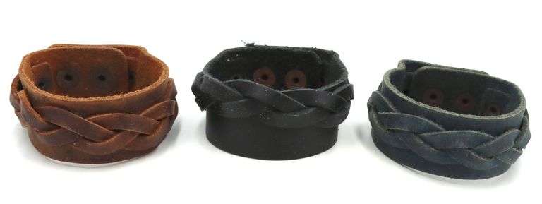 Group lot of 6 leather bracelets