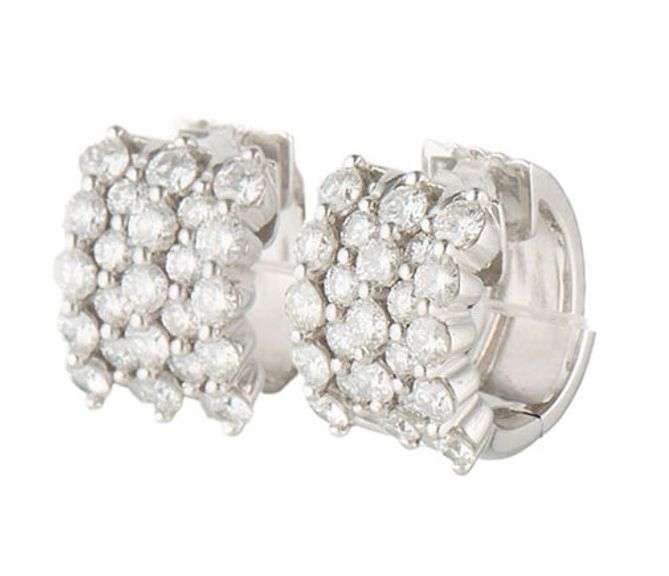 2.25ctw G SI Diamond 5-Row Hoop Earrings in 14K White Gold