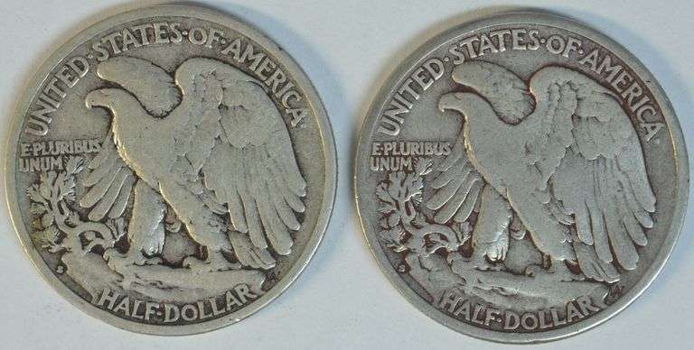 2 Scarce sharp 1933-S Walking Liberty Half Dollars