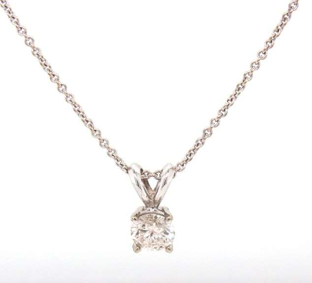 14kt White gold 0.45ct RBC solitare necklace