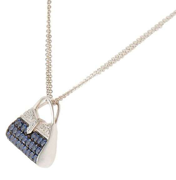 Mirabelle 0.40ctw Sapphire and 0.17ctw Diamond Purse Pendant Necklace in 18K