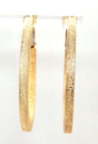 14kt Yellow gold textured hoop earrings