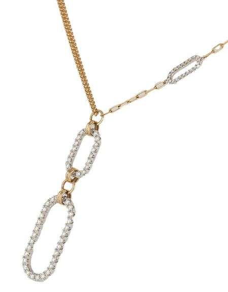 New 1.28ctw Diamond Open Oval Triple Drop Chain Necklace in 14K