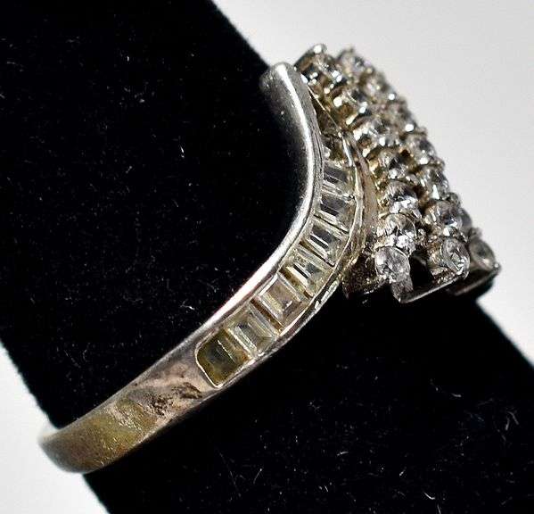 CZ Gemstone Bypass Ring in Sterling Silver