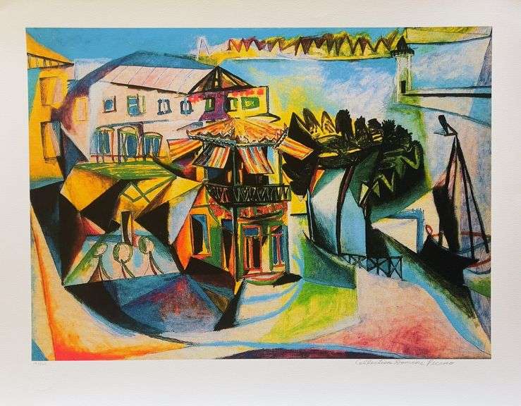 Collectible Pencil Numbered Pablo Picasso, Café At Royan