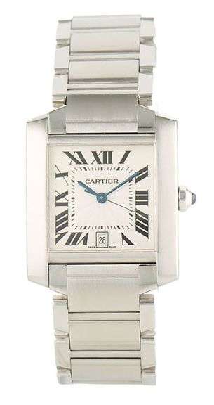 Cartier Tank Francaise 2302, 28 X 32mm, Silver Dial, Stainless Steel Watch