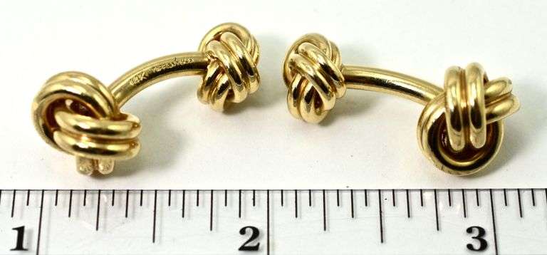 Elegant Tiffany 14K Yellow Gold Knot Cufflinks