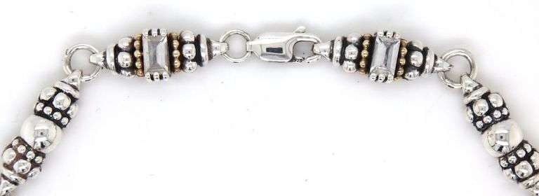 Lagos Caviar 2-tone white topaz bracelet