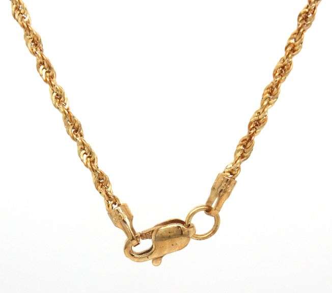 14KT Yellow gold rope chain necklace