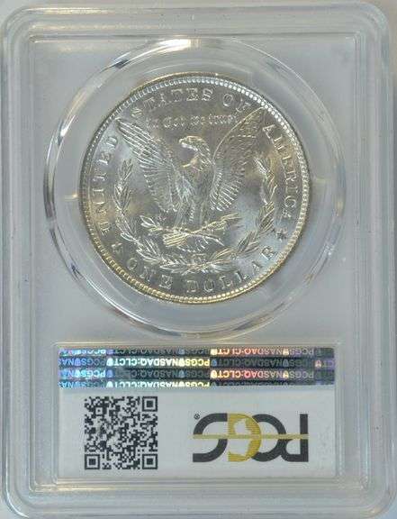 Satiny-white Gem BU 1886 Morgan Silver Dollar. PCGS MS65