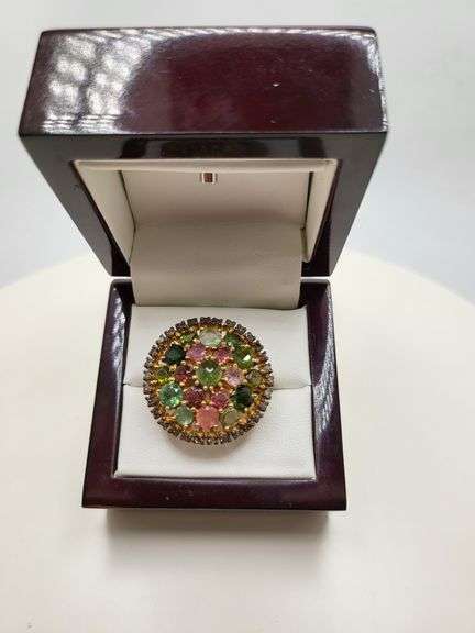 Extremely fine Victorian natural multi sapphire, diamonds ring on silver