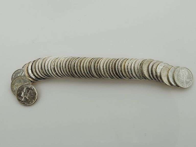 Mixed Date Roll Of Extremely Nice Mercury Dimes, $5.00 FACE