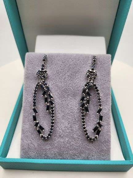Very high quality hand made black onyx on silver earrings