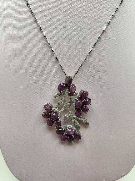 Magnificent 17ctw star ruby and diamond pendent set in Silver – CGA Certified