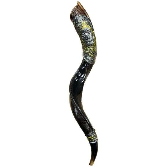 Sterling Silver & 9K Gold Plated Lion of Judah Horn