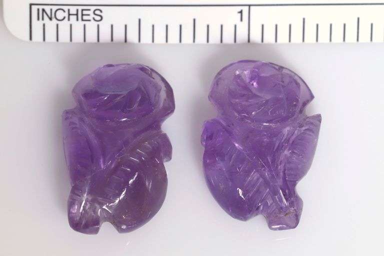 Natural Amethyst Carved Flower Pair