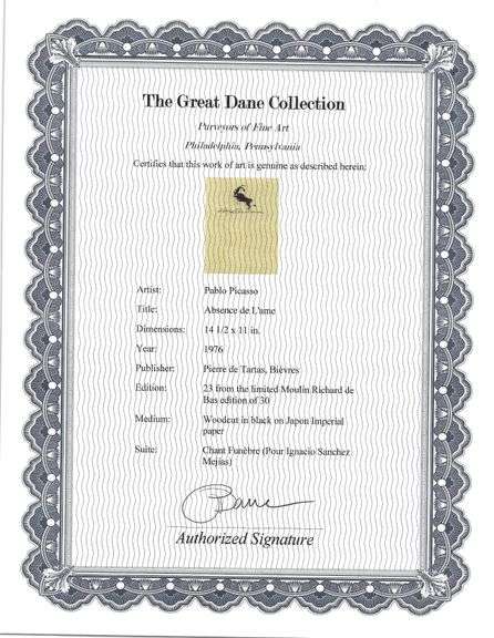 Rare Pablo Picasso Woodcut on Japon Imperial Paper from Chant Funèbre pour Ignacio Sánchez Mejías, 1