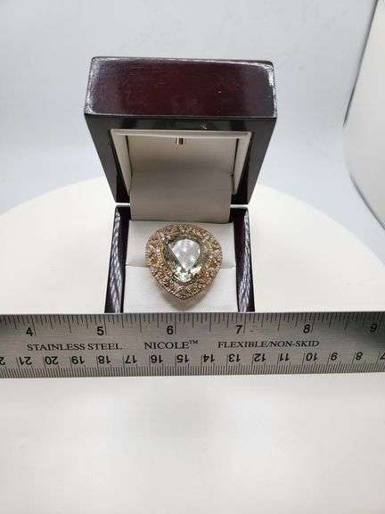 Extremely fine Victorian citrine and diamonds ring on silver