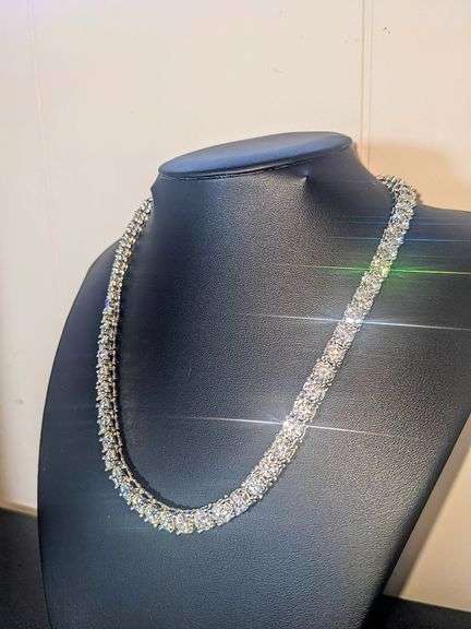 Huge 61 Ctw Sparkling  Ice White Fire Moissanite Tennis Necklace