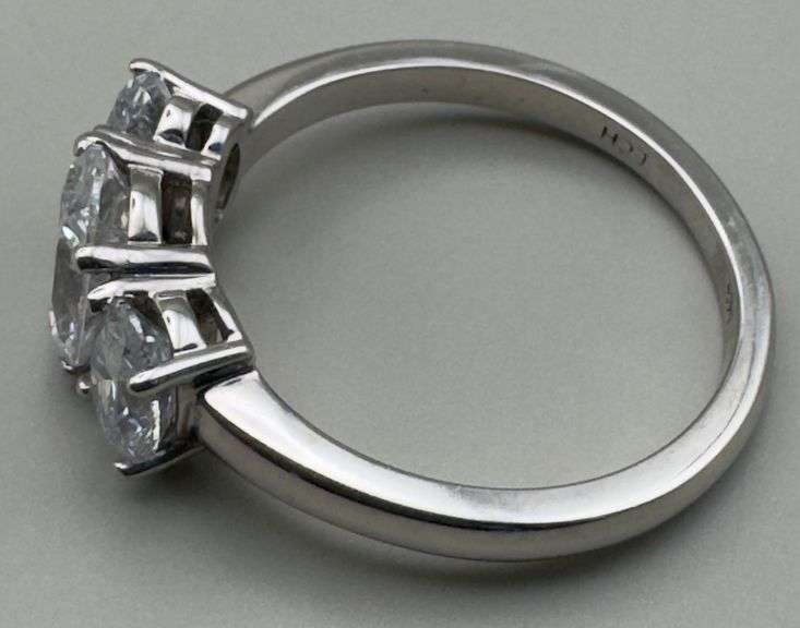 Ladies 14k White Gold Three Stone Ring With Lab Grown Diamonds