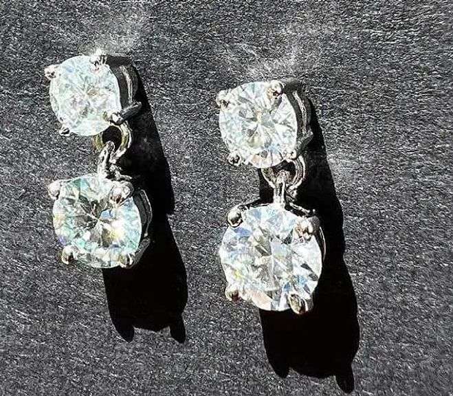 Sparkling White 3.25 Ctw  Lab Simulated Diamond Drop  Earrings