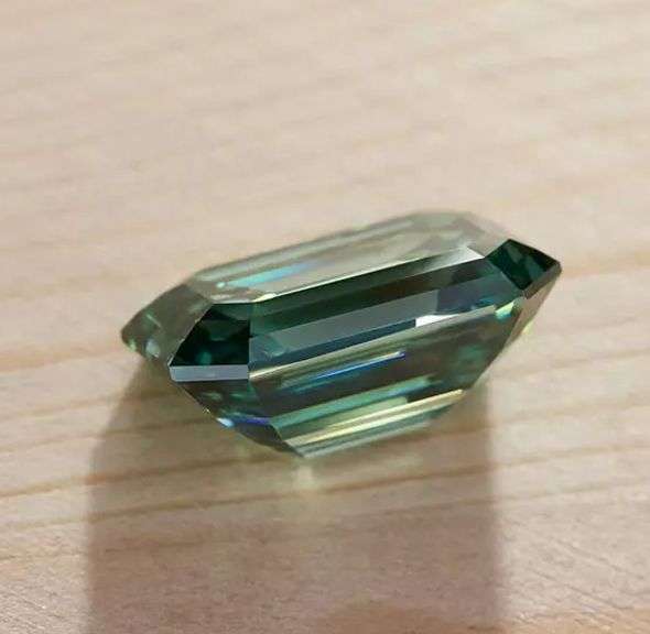 Large 5 Ct Paraiba Green Emerald Cut Fire Moissanite Solitaire