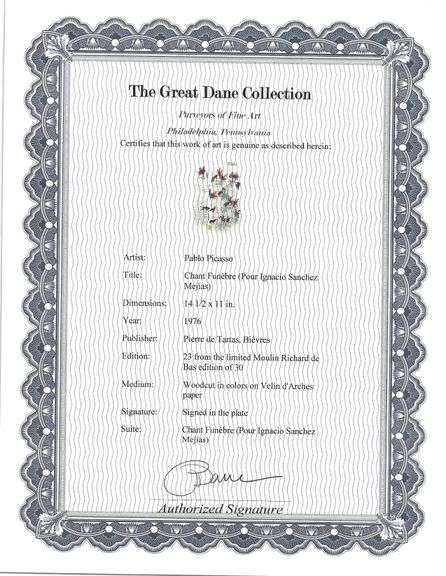 Rare Pablo Picasso Woodcut on Arches Paper from Chant Funèbre pour Ignacio Sánchez Mejías, 1976