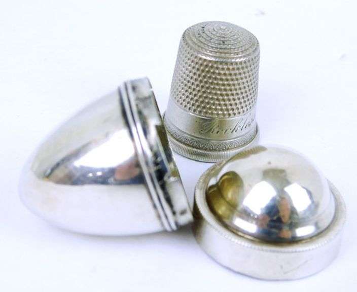 Antique Sterling Thimble Holder & Thimble