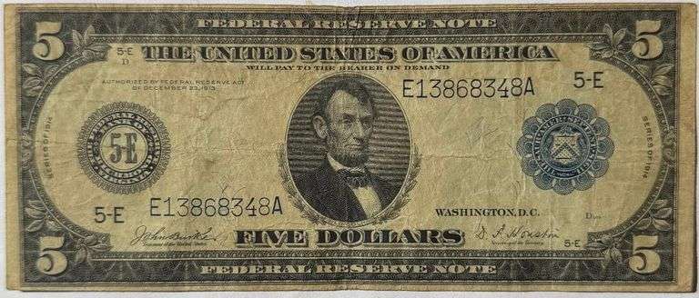 $5 Series 1914 Fed Reserve Note