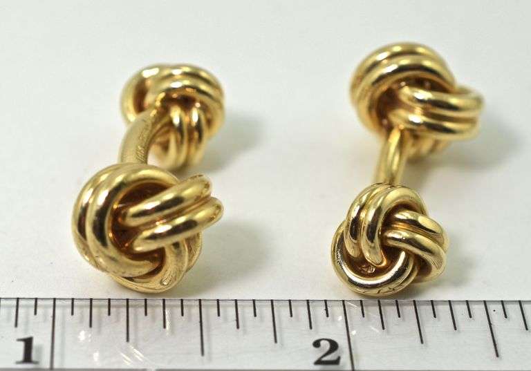 Elegant Tiffany 14K Yellow Gold Knot Cufflinks