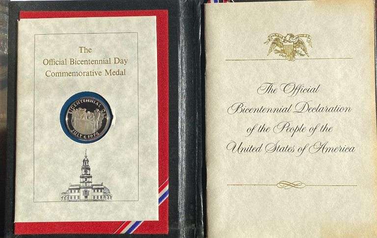 Official Bicentennial Day Comm Book With Silver Medal