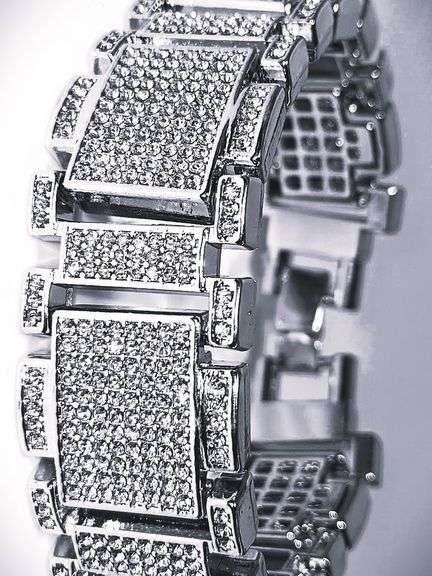 Huge 120 Gram 18 K White Gold Plated Saratoga Link Bracelet