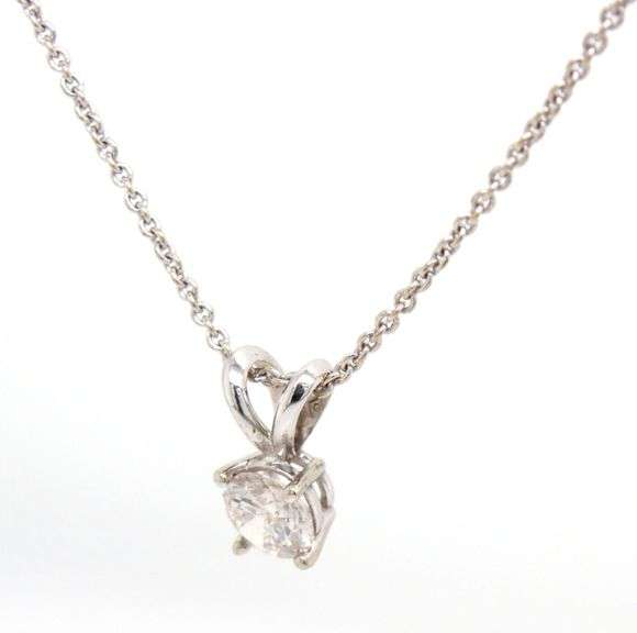 14kt White gold 0.45ct RBC solitare necklace