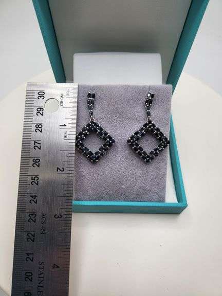 Very high quality hand made black onyx on silver earrings
