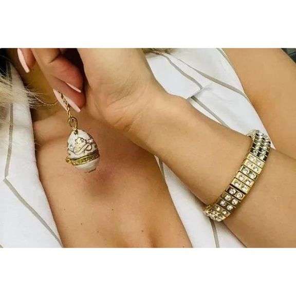 Imperial 24K Gold with Austrian Crystals Fabergé Egg & Pendant