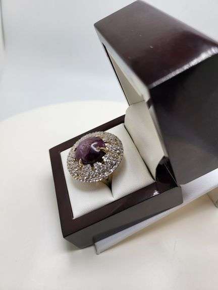 Natural star ruby 21ctw with sapphire accent set in silver ring